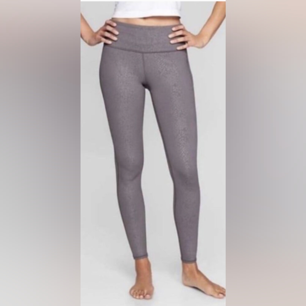 Athleta Small High Rise Serpent Chaturanga Leggings Gray Purple Lavender